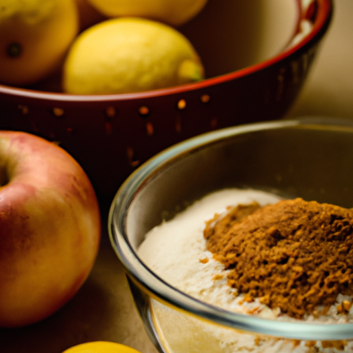 Fresh apples, sugar, cinnamon, and a squeeze of lemon juice - the key ingredients for a delicious apple cobbler.